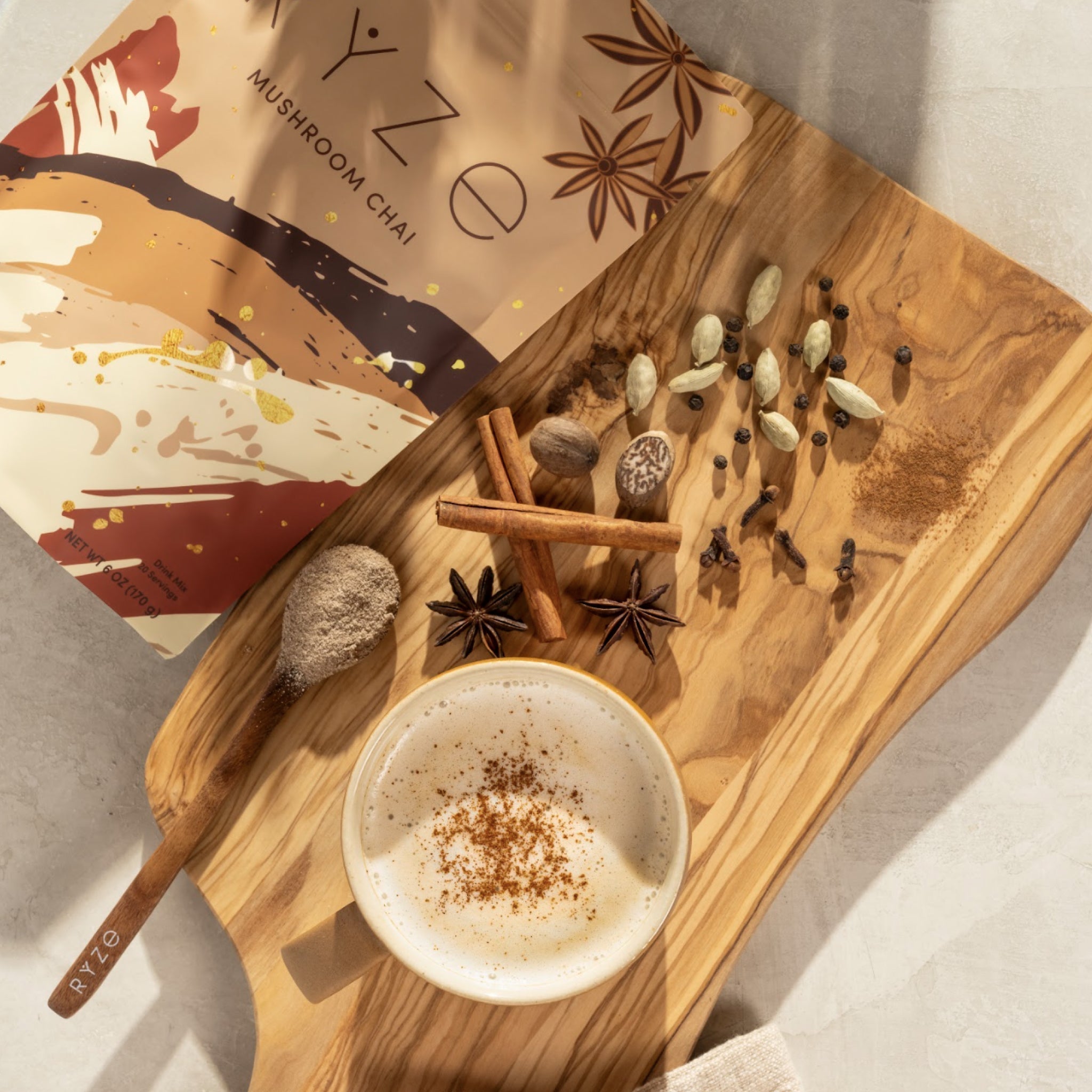 Mushroom Chai — Organic Instant Chai with Reishi & Organic Black Tea, 20 Servings S1 3Y