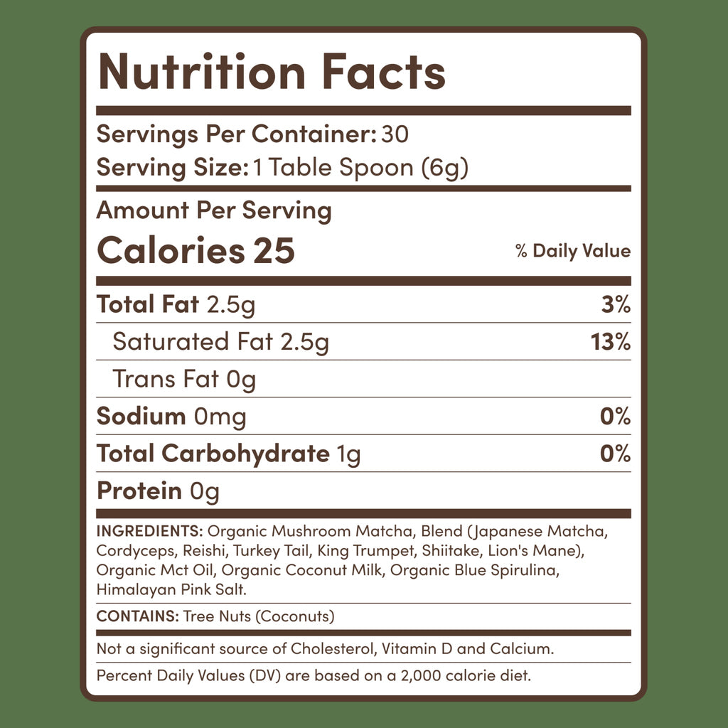Mushroom Matcha — Organic Instant Matcha Latte with Lion's Mane & King Trumpet, 30 Servings B7 8H